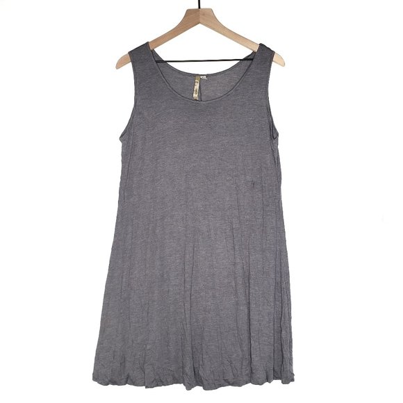 Comfy USA Tunic Top Grey Crinkle Sleeveless Tank